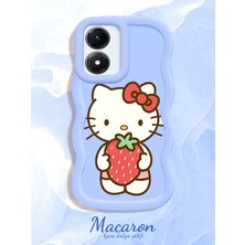 HONTINGA Vivo Y02S Uyumlu Kılıf Düşüme Önleyici Basitlik Anti Düşme Kamera Koruyucu Basit Mavi Yumuşak Silikon Couple Telefon Kılıfı Kitty Desen K9-0305