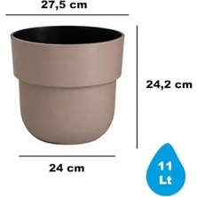 MarkEntegra So-Kup4 Kuple Plastik Saksı Takımı Iç Kovalı 11 Litre No 4 Mocha