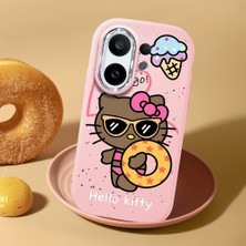 HONTINGA Vivo X200 Fe ile Uyumlu Kılıf Kamera Korumalı Düşüme Önleyici Kamera Koruyucu Pembe Yumuşak Silikon Couple Telefon Kılıfı Kitty Desenli K4-0471