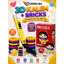 Veroksa Sarı Renk 3D Kalem + Bricks LEGO Seti 3D Yazıcı Kalem