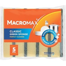 MarkEntegra Macro Max Klasik Yeşil Bulaşık Süngeri 5'li Paket, Dayanıklı ve Etkili Kir Sökücü