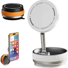 MarkEntegra Uruchı Manyetik Araç Telefon Tutucu 360° Döner Başlık – Mekanik Vakumlu Güçlü Sabitleme, Silikon Kaymaz Tutuş, Manyetik Halka ile Uyumlu, Tüm iPhone Serisi ile Uyumlu, Araç Içi Telefon Stand, Beyaz
