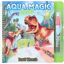 MarkEntegra 12095 Dino World Aqua Sihirli Kitap Boyama Gizli Dinozor Desenleri, 5 Yeni Boyama Sayfası ve Su Kalemi ile Yaratıcı Kitap, Çok Renkli, Ca. 19 x 18,5 x 2 Cn