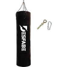 Desfabe Boxing Star 120X32 cm Zincirli Boks Kum Torbası Siyah+Askı Aparatı