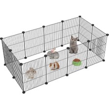 Evcil Küçük Hayvan Kedi Köpek Kuş Evi Kafesi Oyun Parkı Portatif Taşınabilir Metal Tel 12 Pa
