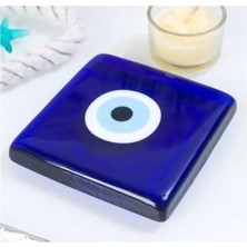 Dekoratif Kalın Cam Kağıt Ağırlığı Nazar Boncuğu 10X10 Gider Kapak Süsü Cam Nazarlık Mas