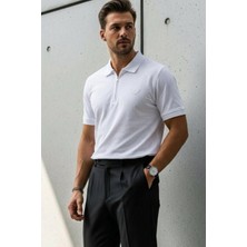 Damga Erkek Relaxed Fit Beyaz Polo Yaka Tişört