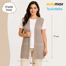 Bulut Teks Yazlık Bej Ince Bayan Triko Yelek – Rahat ve Serin Yaz Şıklığı