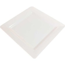 Plastik Kare Tabak Beyaz 22 cm - 10 Adet