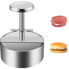 Mallart® Paslanmaz Çelik Hamburger Presi / Et Köftesi Kalıbı / Yaylı Yuvarlak Tasarım / Ev ve
