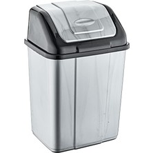 Plastik Sallanır Kapak Çöp Kovası Kutusu -Gri Gövde/siyah Kapak - 35 Litre - 53 x 35 x 28 cm