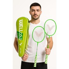 Wellcold Badminton Profesyonel Raket Seti, 2 Raket, Çantalı, HK2331Y, Yeşil