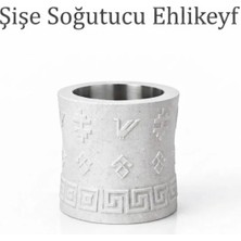 Mottopi Ehlikeyf Şişe Soğutucu, Termojelli Şişe Soğutucu, Kilim Desenli Şarap,rakı,viski Soğutucu -Mermer Renk