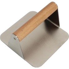 Devmeer Kare Smash Burger Presi,12 Cm,3 mm 304 Paslanmaz Çelik Burger Presi, Ahşap Saplı, Ağır