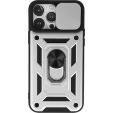 Fantastik Store Newface Apple iPhone 13 Pro Kılıf Pars Lens Yüzüklü Silikon - Gümüş