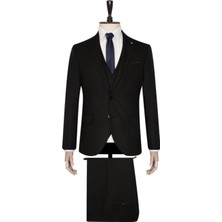 Süvari Slim Fit Siyah Yelekli Takım Elbise Erkekler İçin Şık ve Modern Tasarım