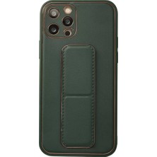Fantastik Store Newface Apple iPhone 12 Pro Kılıf Coco Deri Standlı Kapak - Yeşil