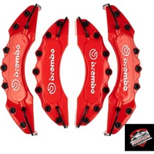 Brembo Kaliper Kapağı 4'lü Set, Kırmızı, Ön 28 cm Arka 24 Cm, Isıya Dayanıklı Abs