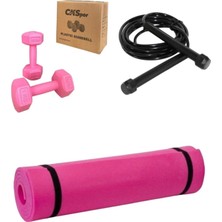 Ckspor Pilates Seti, Yoga Matı, Atlama Ipi, Dambıl, Pembe