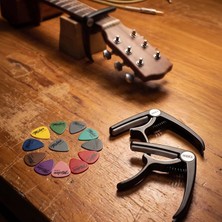Lastvoice LCT-90BK-X Gitar Capo Metal Kapo Kaliteli ( 2Lİ SET + 10 PENA)