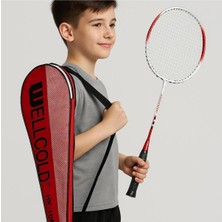 Wellcold 2 Adet Profesyonel Badminton Raketi, Deluxe Çanta, HK107, Kırmızı