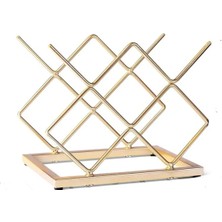 Doffo Gold Metal Şaraplık 5'li Şarap Rafı Metal Şişelik Gold