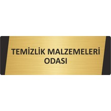 Özarslan Dizayn Temizlik Malzemeleri Odası Metal Uyarı Levhası 7X20 cm Altın Renk