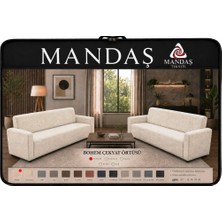 Mandaş Bohem Streç  Maxi Çekyat Örtüsü Geniş Kullanım Alanlı  Krem 3+3