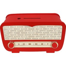 Fantastik Store Radyo Kumbara - Ceviz Ağaçı Işleme - Kırmızı