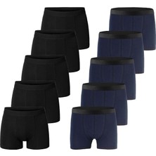 John Lion Erkek 10'lu Premium Lacivert-Gri Likralı Boxer