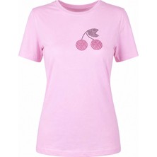 Trender Kiraz O Yaka Relaxed Fit Pembe Kadın T-Shirt 26YDT1000014