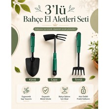 Nublado Kürek Çapa Tırmık 3'lü Hobi Seti Metal Bahçe Tarla Çim Peyzaj Bitki Çiçek Ekme Toprak Işleme Küreği Çapası Tırmığı Küçük