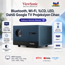 Viewsonic Vıewsonıc Full Hd Çözünürlük Desteği ve Dahili Google Tv Özelliği ile Evde Sinema Keyfi Akıllı Projeksiyon