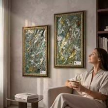 Tokyo Sanat Soyut Doğa Temalı Yağlı Boya Tablo | Dokulu Çerçeveli Dekoratif Duvar Tablosu