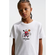 Nike Sportswear Kids Tee Box Hoops Kids Tee Grafik Baskılı Çocuk Tişört Beyaz