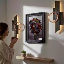 Tokyo Sanat Renkli Çiçek Buketi Yağlı Boya Tablo | Çerçeveli Dekoratif Duvar Tablosu