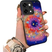 HONTINGA Oppo Reno 14 Pro 5g ile Uyumlu Kılıf Silikon Kenar Sert Arka Kamera Koruyucu Basitlik Anti Düşme Kamera Korumalı Yıldız Desen Couple Telefon Kılıfı Kadın ve Erkek Için Uygundur K1-1525