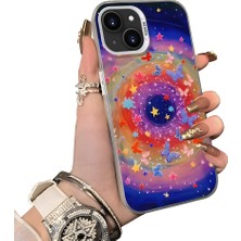 HONTINGA iPhone 15 Plus ile Uyumlu Kılıf Silikon Kenar Sert Arka Kamera Koruyucu Basitlik Anti Düşme Kamera Korumalı Yıldız Desen Couple Telefon Kılıfı Kadın ve Erkek Için Uygundur K1-1525