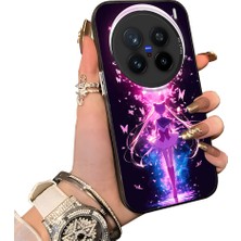 HONTINGA Vivo X200 Pro ile Uyumlu Kılıf Silikon Kenar Sert Arka Kamera Koruyucu Basitlik Anti Düşme Kamera Korumalı Anime Desen Couple Telefon Kılıfı Kadın ve Erkek Için Uygundur K1-1534