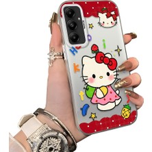 HONTINGA Samsung Galaxy A05S ile Uyumlu Kılıf Silikon Kenar Sert Arka Kamera Koruyucu Basitlik Anti Düşme Kamera Korumalı Kitty Desen Couple Telefon Kılıfı Kadın ve Erkek Için Uygundur K1-1602