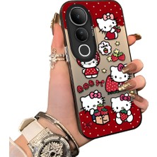 HONTINGA Vivo V50 Lite ile Uyumlu Kılıf Silikon Kenar Sert Arka Kamera Koruyucu Basitlik Anti Düşme Kamera Korumalı Kitty Desen Couple Telefon Kılıfı Kadın ve Erkek Için Uygundur K1-1601