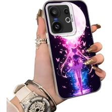 HONTINGA Vivo X200 Fe ile Uyumlu Kılıf Silikon Kenar Sert Arka Kamera Koruyucu Basitlik Anti Düşme Kamera Korumalı Anime Desen Couple Telefon Kılıfı Kadın ve Erkek Için Uygundur K1-1534