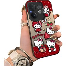 HONTINGA Vivo V60 5g ile Uyumlu Kılıf Silikon Kenar Sert Arka Kamera Koruyucu Basitlik Anti Düşme Kamera Korumalı Kitty Desen Couple Telefon Kılıfı Kadın ve Erkek Için Uygundur K1-1601