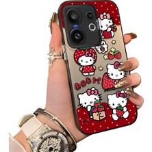 HONTINGA Vivo X200 Fe ile Uyumlu Kılıf Silikon Kenar Sert Arka Kamera Koruyucu Basitlik Anti Düşme Kamera Korumalı Kitty Desen Couple Telefon Kılıfı Kadın ve Erkek Için Uygundur K1-1601