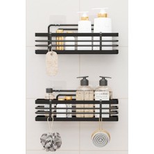Zabata Yapışkanlı Lamalı Banyo Rafı Duş Şampuanlık Duvar Düzenleyici Organizer 2li Set Duş Rafı Organizeri