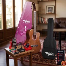 Midex CG-390BR-XBAG Klasik Gitar 4/4 Sap Ayarlı Kesik Kasa (Çanta Tuner Askı Capo Metod Pena)