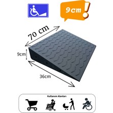 Roboqoq 9 cm Tekerlekli Sandalye Kapı Eşik Rampası Bantlı Dayanıklı Gri