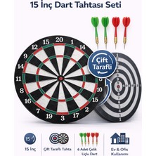 Empressco 15 Inç Çift Taraflı Dart Tahtası Seti, 6 Çelik Uçlu Dart Oku ile Eğlence Dolu Anlar
