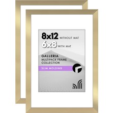 Belirtilmemiş Americanflat 8X12 Resim Çerçevesi 2 Inç Altın Seti - Mat ile 6x8 Resim Çerçevesi Veya Matsız 8X12 Ç