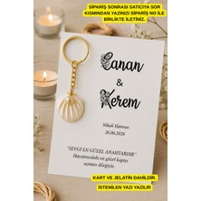 Emtory Home Özel Çiçek Isimli Istiridyeli Anahtarlık - Söz Hediye - Nişan Hediye - Nikah Hediye - 30 Adet